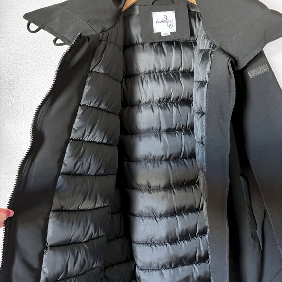 Sam Edelman Asymmetric Zip Parka Black Winter Puffer Coat Womens Large - Picture 16 of 17